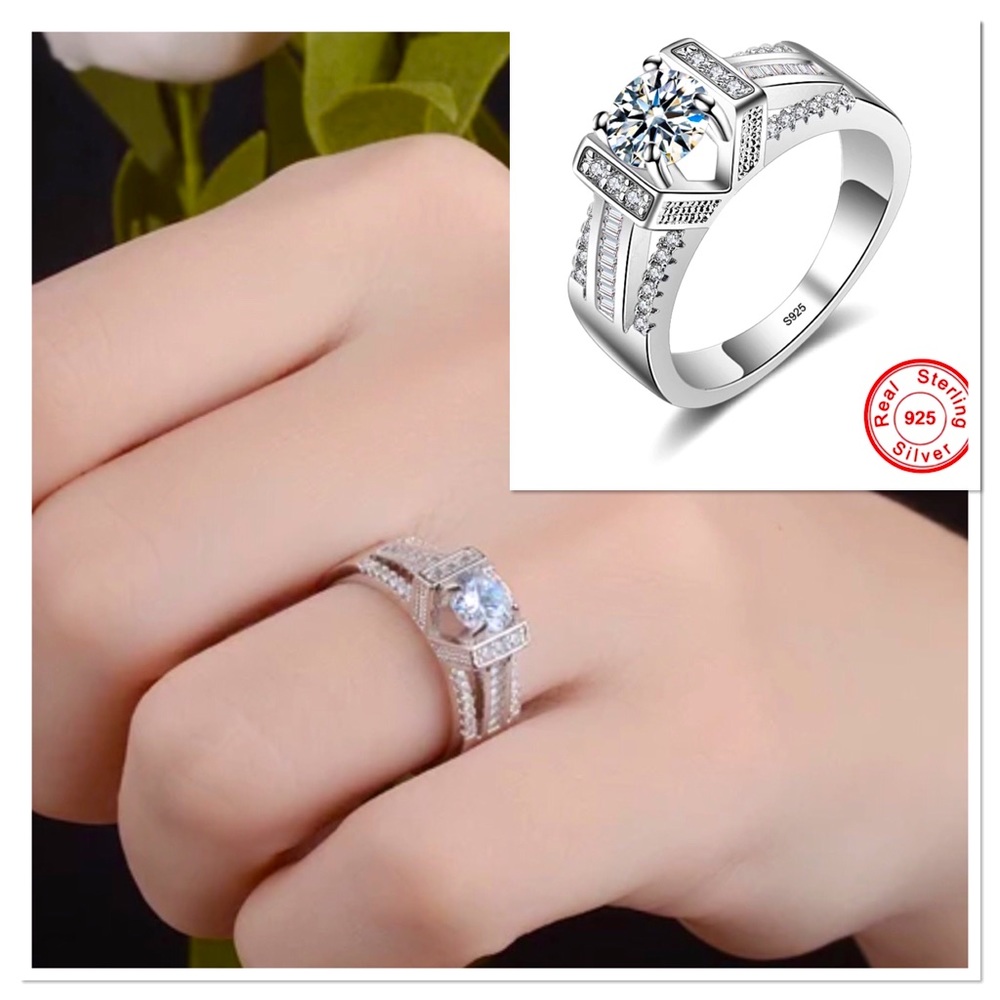 WGP Sterling Silver 1 ct Moissanite Diamond Ring